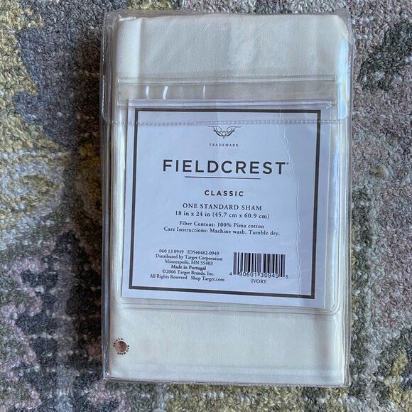 Fieldcrest Classic Pima Cotton Damask Ivory Pillow Sham - Picture 2 of 3